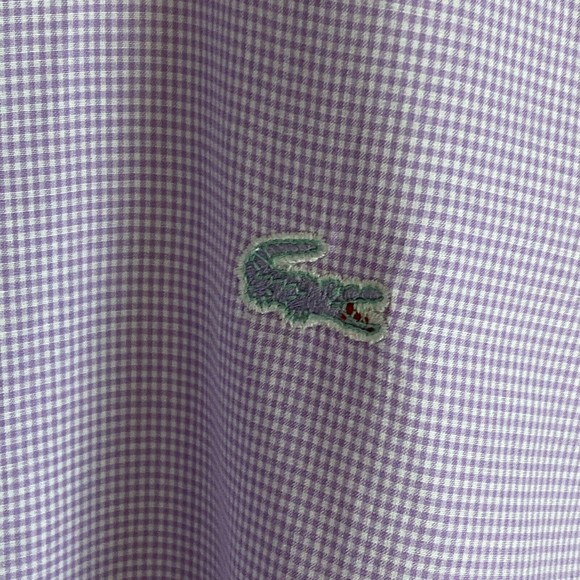 VINTAGE LACOSTE BY IZOD Mens Pink Check Button Up Long Sleeve Shirt Size 15-33 - Picture 4 of 9